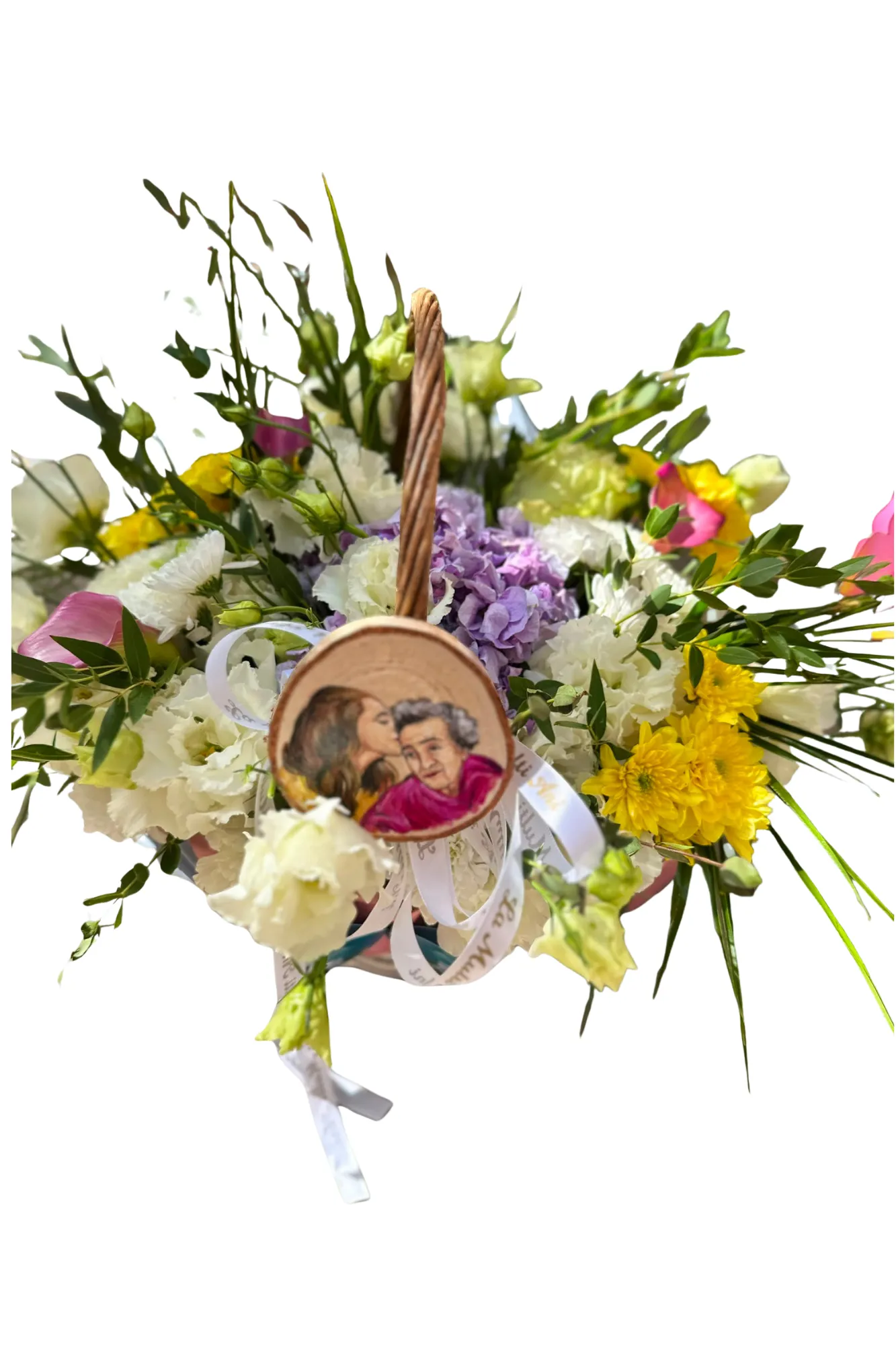 Blumenkorb mit Foto-Medaillon