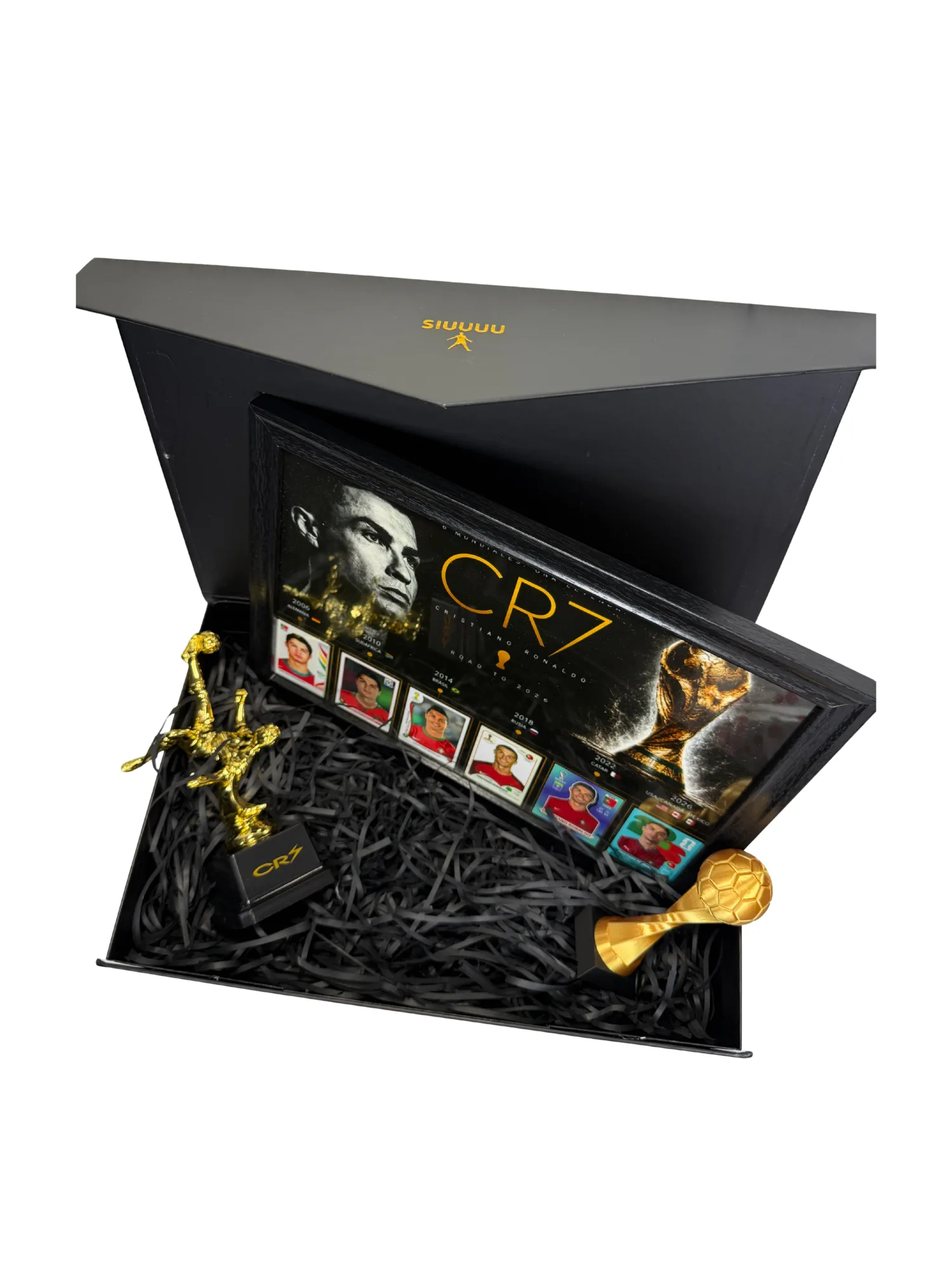CR7 Fan-Geschenkbox mit geöffnetem Deckel "SIUUUU"