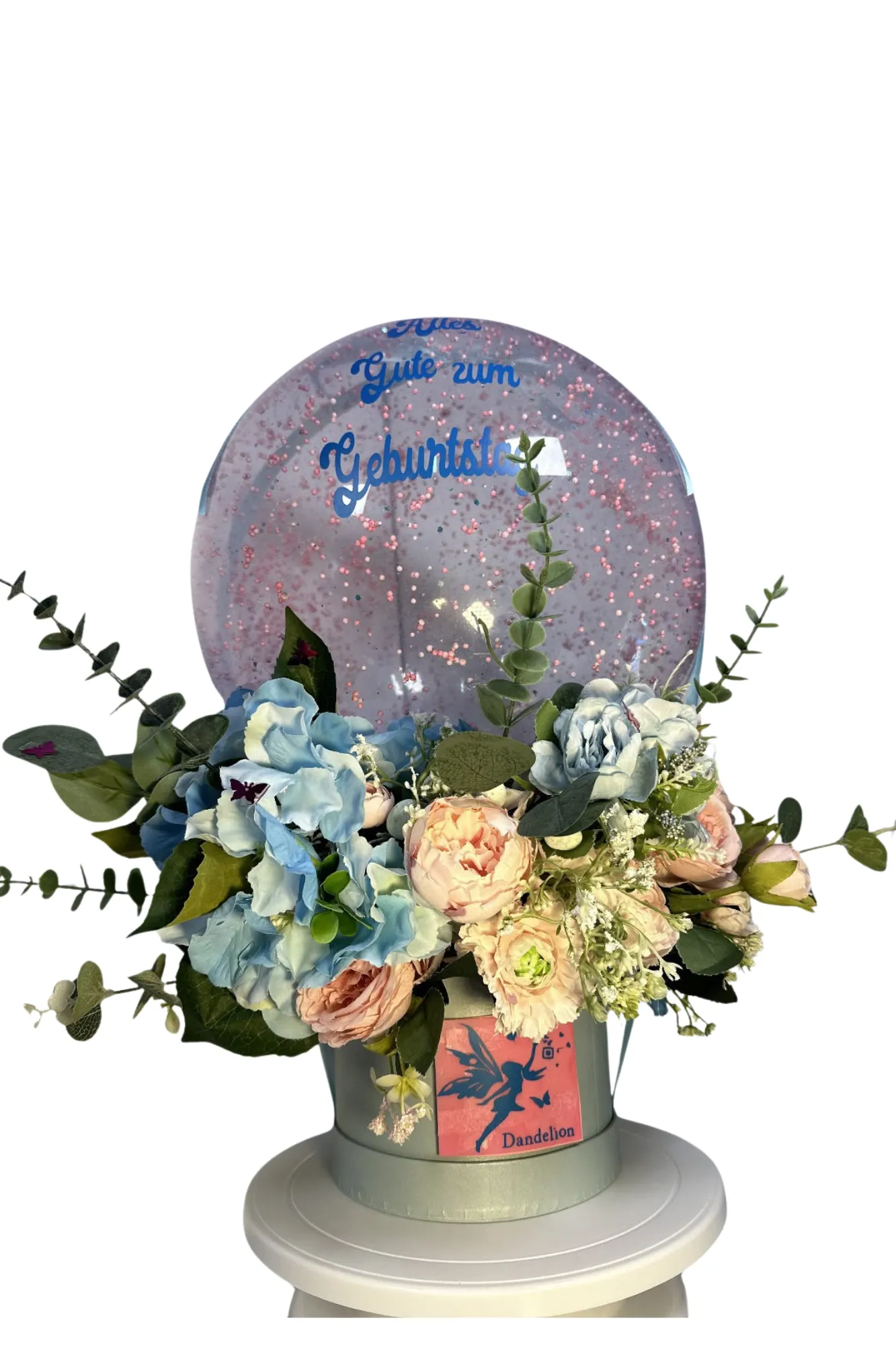 Geburtstagsballon Blau mit Blumenbox