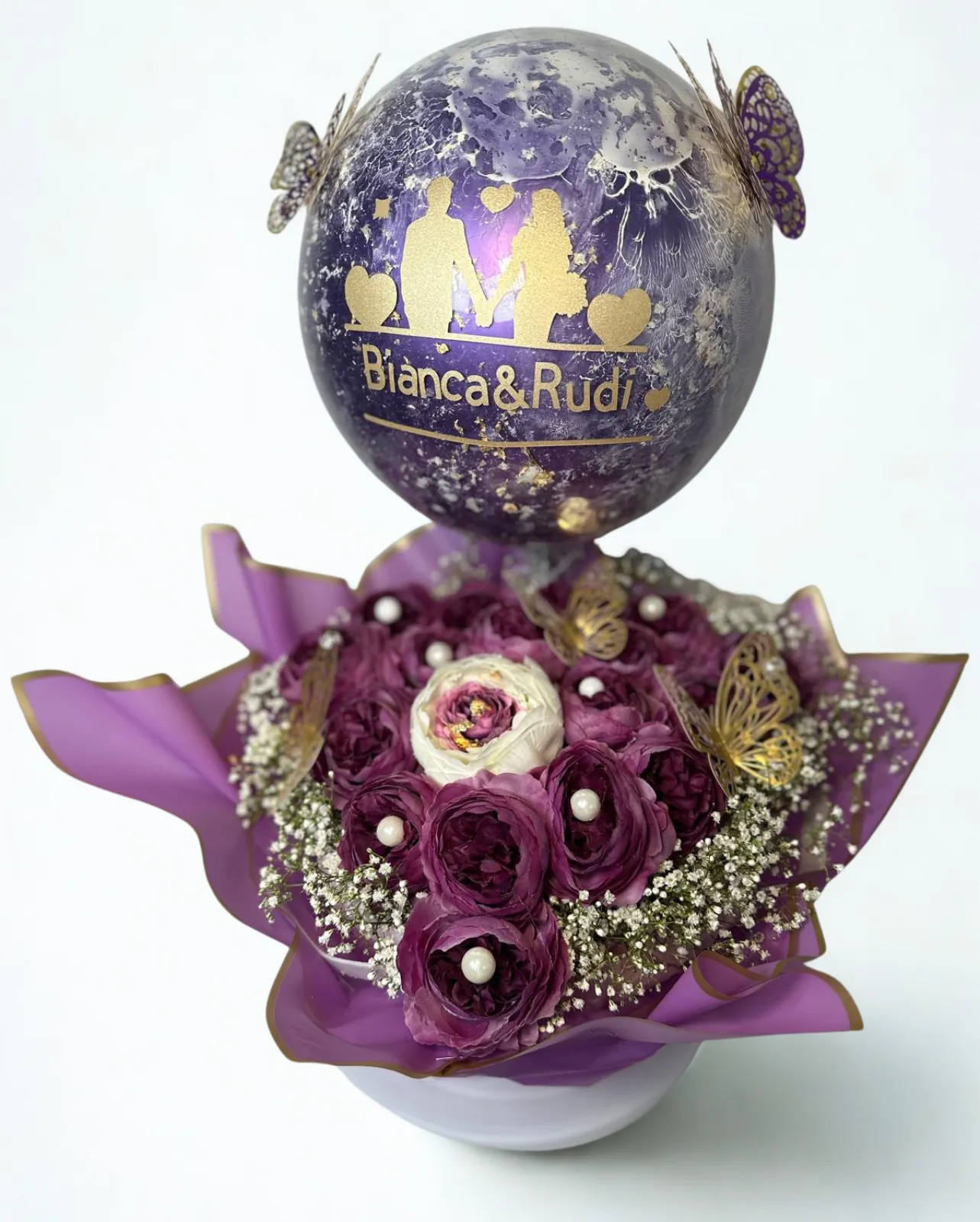 Lila Hochzeits-Ballon-Box
