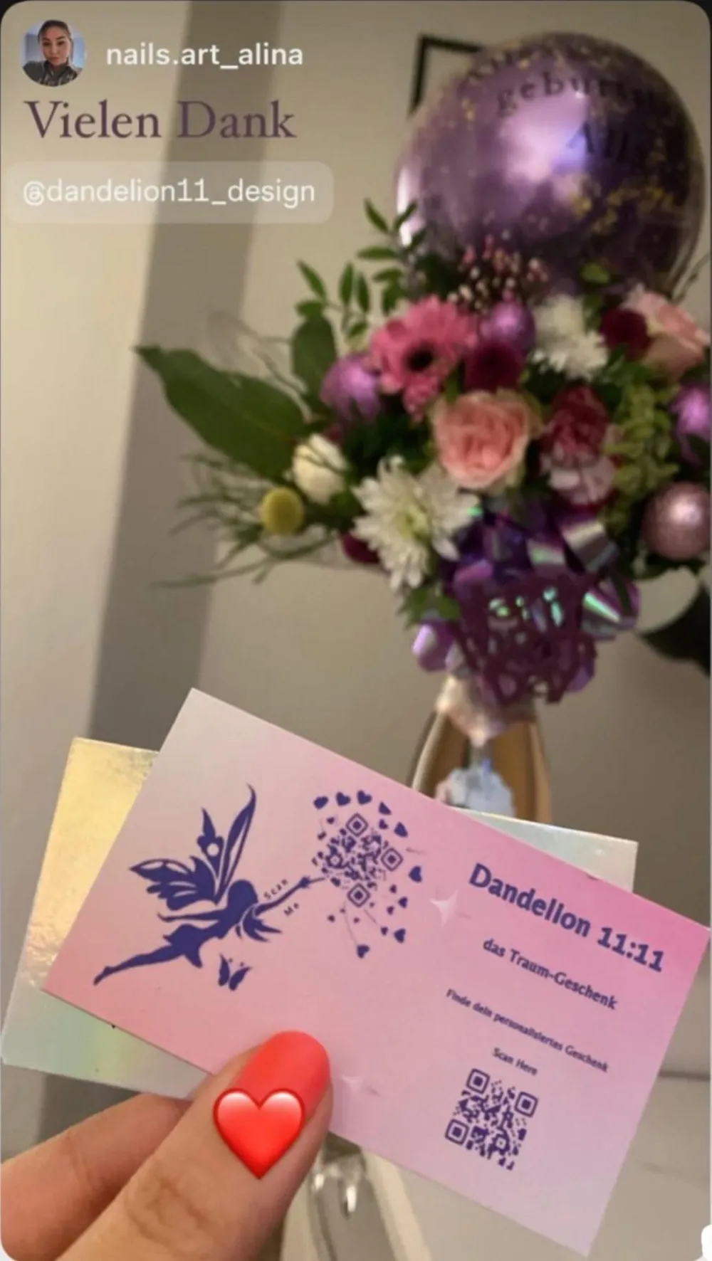 Kundenbewertung Instagram Story über Dandelion 11:11