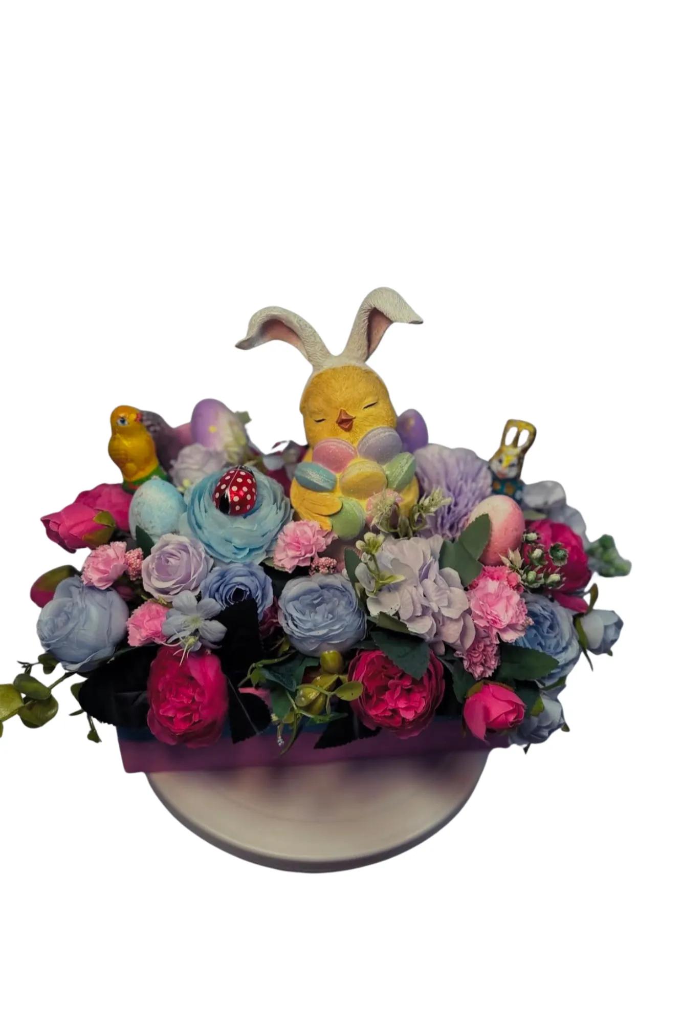 Oster-Blumenbox mit Macaron-Küken