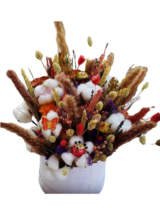 Trockenblumen-Arrangement Bunt
