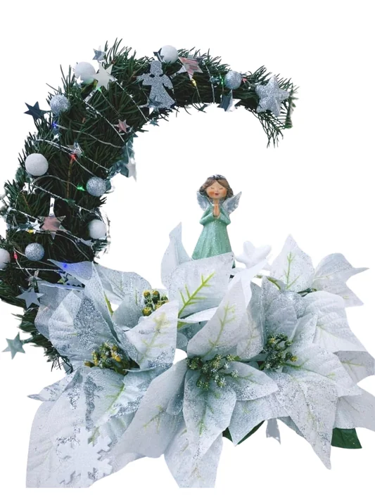 Weihnachts-Mondgesteck Poinsettie-Engel