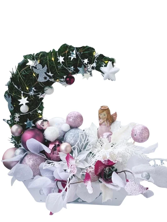Weihnachts-Mondgesteck Rosa-Engel