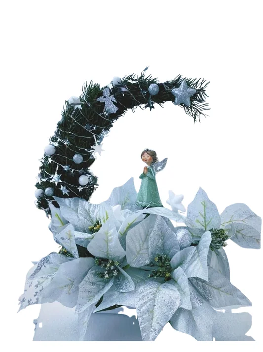 Weihnachts-Mondgesteck Silber-Engel