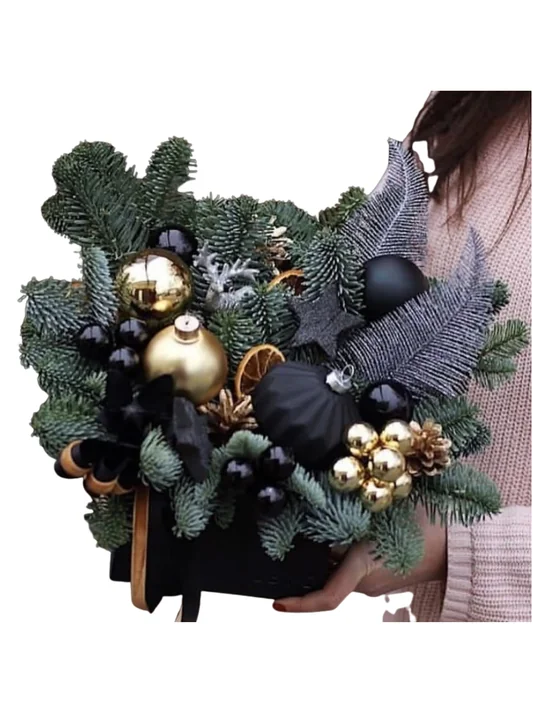 Weihnachtsgesteck Schwarz-Gold
